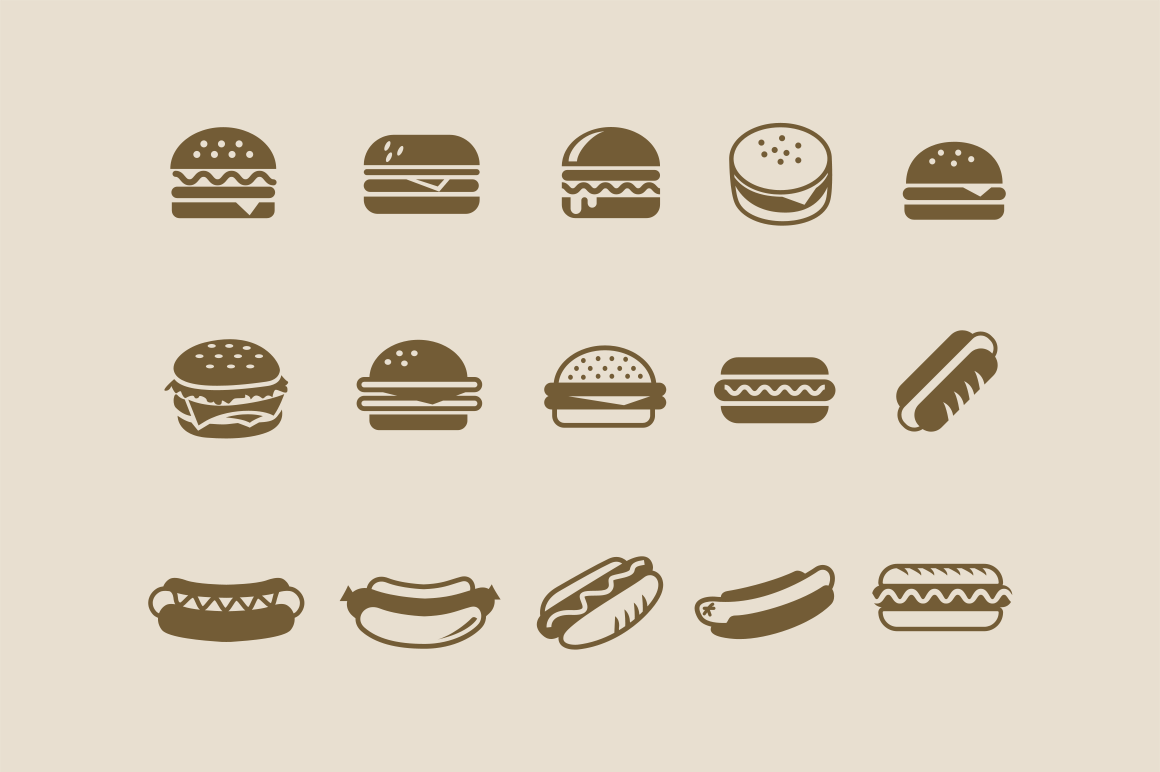 15 Burger Hot Dog Icons