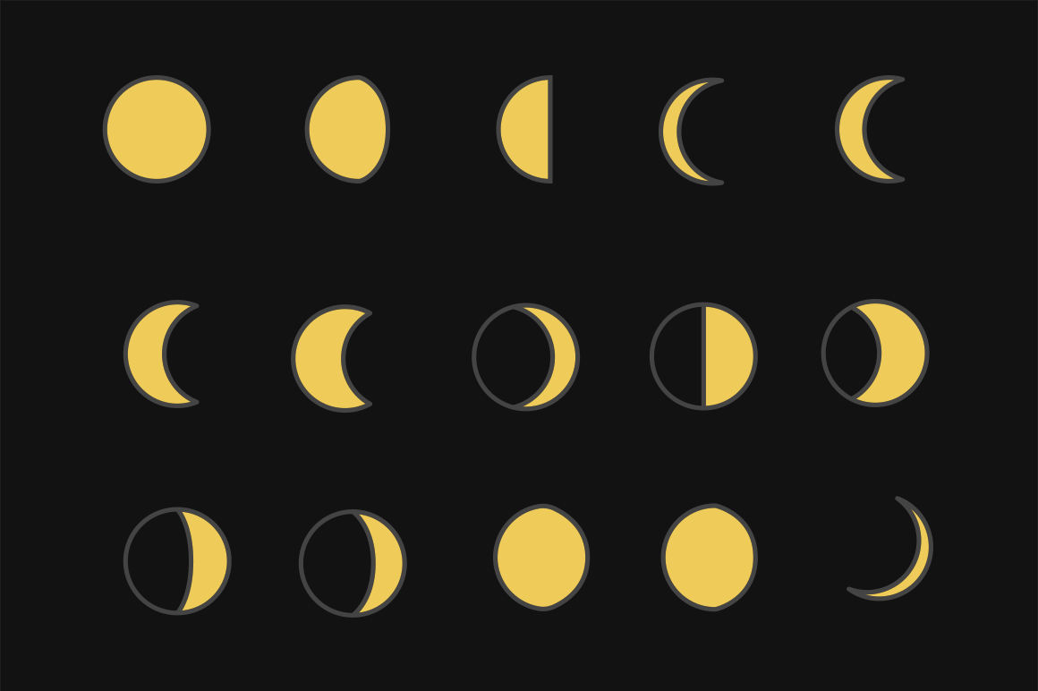 15 Moon Phases Icons Creative VIP