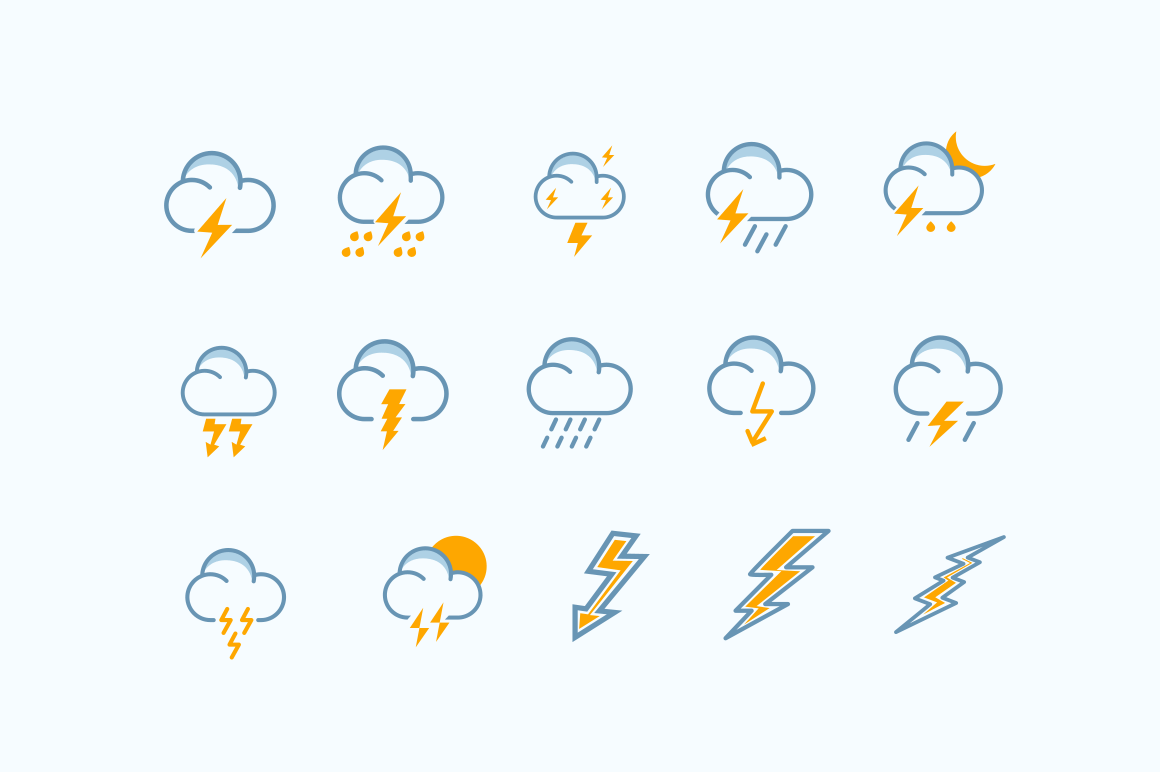 15 Storm Thunder Lightning Icons