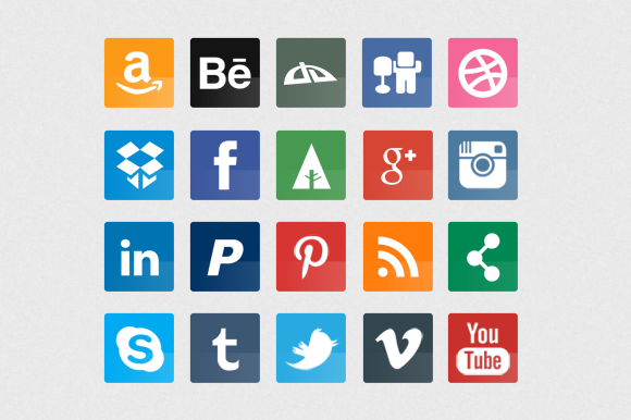 Glossy Flat Social Icons